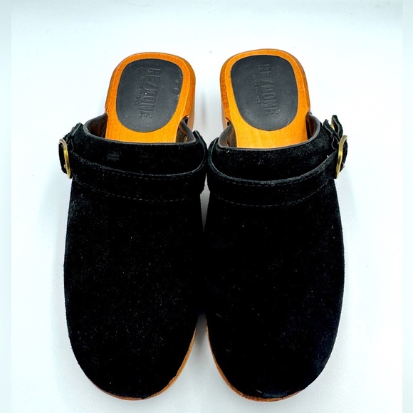 Re/Done Sz 39 70’s Classic Clogs Black suede on wooden platform - Picture 7 of 9